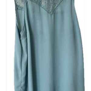 Torrid Light Blue Sleeveless Blouse with Lace Detail